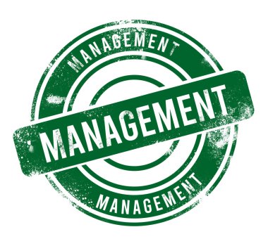 Yönetim - yeşil yuvarlak grunge tuşu, mühür