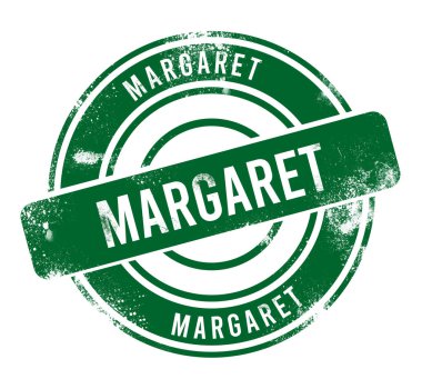 Margaret - yeşil yuvarlak grunge düğmesi, damga