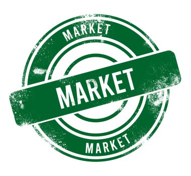 Pazar - yeşil yuvarlak grunge düğmesi, pul