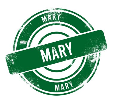Mary - yeşil yuvarlak grunge düğmesi, damga