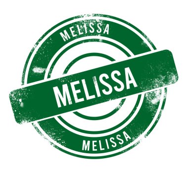 Melissa - yeşil yuvarlak grunge düğmesi, damga