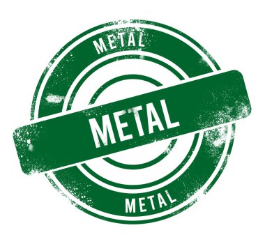 Metal - yeşil yuvarlak grunge düğmesi, damga