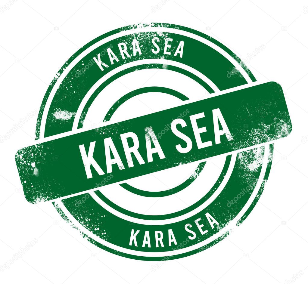 Kara Sea - green round grunge button, stamp