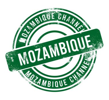 Mozambik Kanalı - yeşil yuvarlak grunge tuşu, mühür