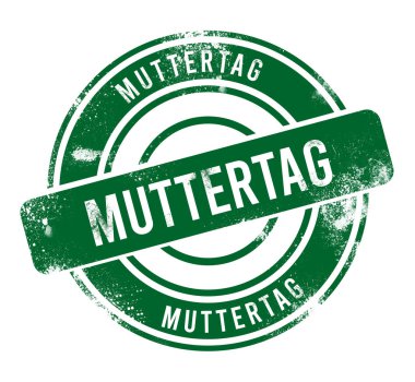 Muttertag - yeşil yuvarlak grunge düğmesi, damga