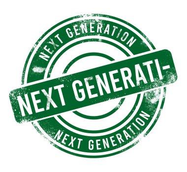 Sonraki nesil - yeşil yuvarlak grunge düğmesi, mühür