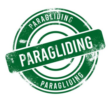 Paragliding - yeşil yuvarlak grunge düğmesi, damga