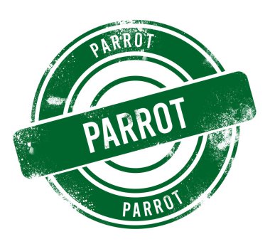 Papağan - yeşil yuvarlak grunge düğmesi, damga