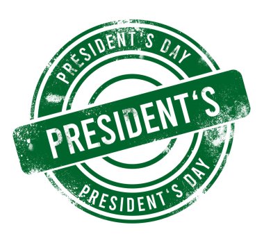 Başkanlık Günü - yeşil yuvarlak grunge düğmesi, damga