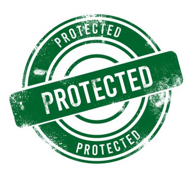 Korumalı - yeşil yuvarlak grunge düğmesi, mühür