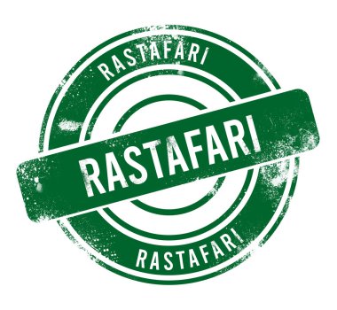 Rastafari - yeşil yuvarlak grunge düğmesi, damga
