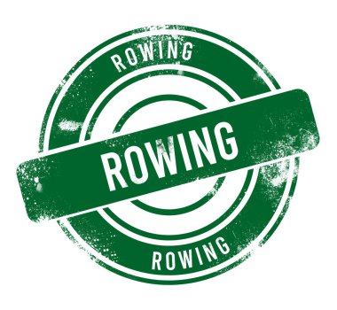 Kürek çekme - yeşil yuvarlak grunge düğmesi, damga