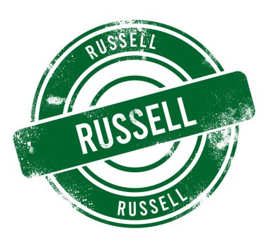 Russell - yeşil yuvarlak grunge düğmesi, damga