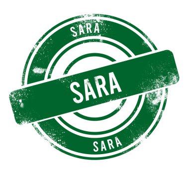 Sara - yeşil yuvarlak grunge düğmesi, damga