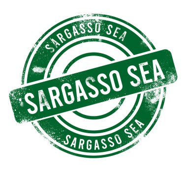 Sargasso Denizi - yeşil yuvarlak grunge düğmesi, damga