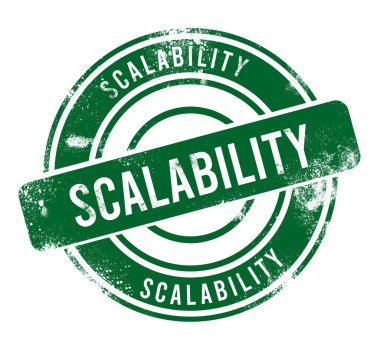 Ölçeklenebilirlik - yeşil yuvarlak grunge düğmesi, damga