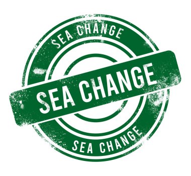 Deniz değişimi - yeşil yuvarlak grunge düğmesi, mühür