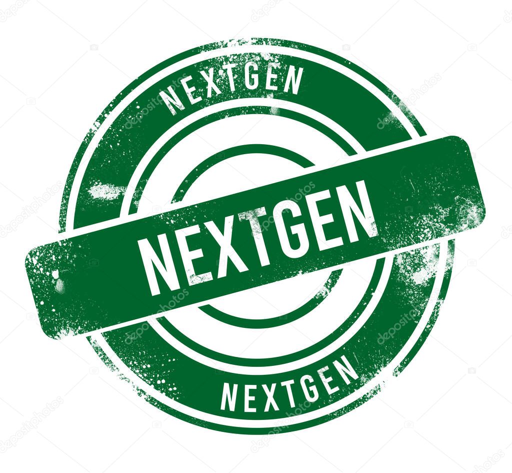 NextGen - green round grunge button, stamp
