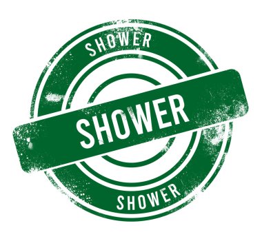 duş - yeşil yuvarlak grunge düğmesi, damga