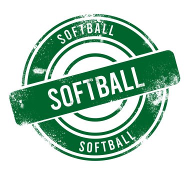 Softball - yeşil yuvarlak grunge düğmesi, pul