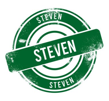 Steven - yeşil yuvarlak grunge düğmesi, damga