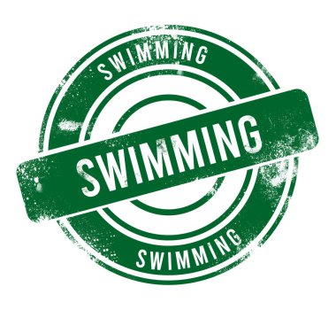 Yüzme - yeşil yuvarlak grunge düğmesi, pul