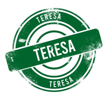 Teresa - yeşil yuvarlak grunge düğmesi, damga