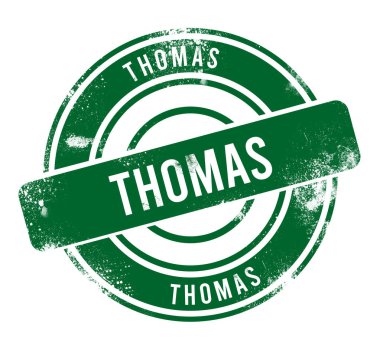 Thomas - yeşil yuvarlak grunge düğmesi, damga