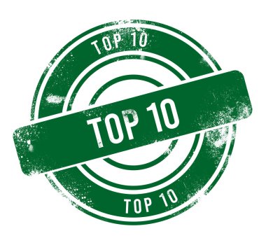 Top 10 - yeşil yuvarlak grunge düğmesi, pul