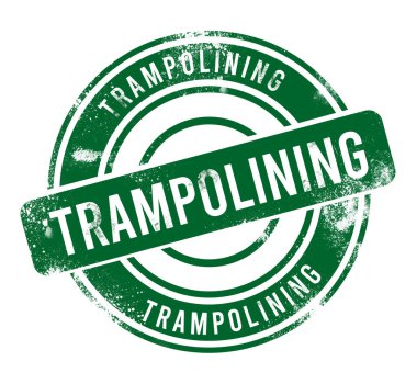 Tramplen- yeşil yuvarlak grunge düğmesi, damga