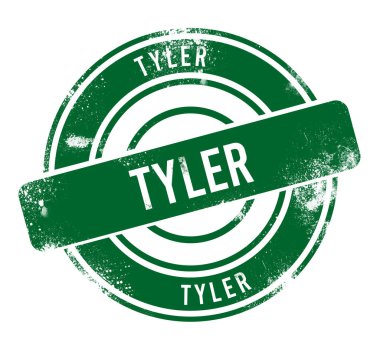 Tyler - yeşil yuvarlak grunge düğmesi, damga