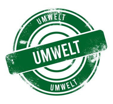 Umwelt - yeşil yuvarlak grunge düğmesi, damga