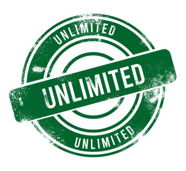 Sınırsız - yeşil yuvarlak grunge düğmesi, mühür