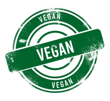 Vegan - yeşil yuvarlak grunge düğmesi, damga