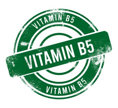 B5 vitamini - yeşil yuvarlak grunge tuşu, damga