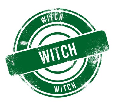 Cadı - yeşil yuvarlak grunge düğmesi, damga