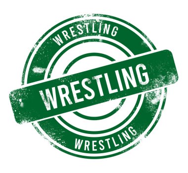 Güreş - yeşil yuvarlak grunge düğmesi, mühür