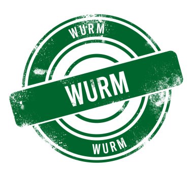 Wurm - yeşil yuvarlak grunge düğmesi, mühür