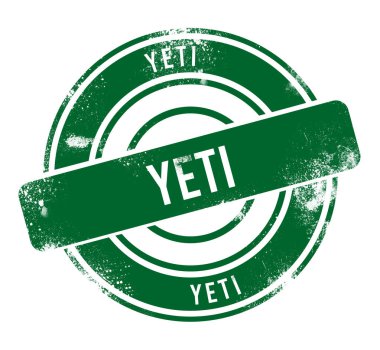 Yeti - yeşil yuvarlak grunge düğmesi, damga