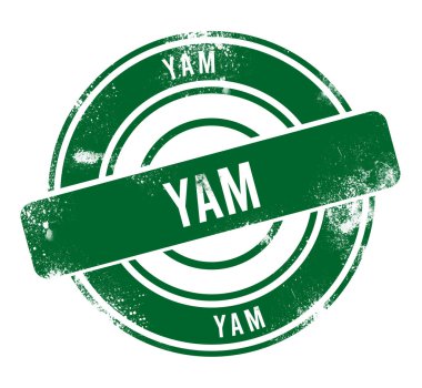 Yam - yeşil yuvarlak grunge düğmesi, damga