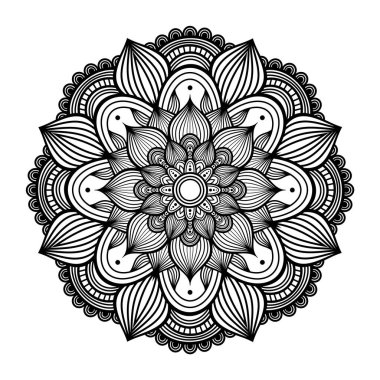 Beyaz arkaplanda Mandala sanat deseni çizimi.