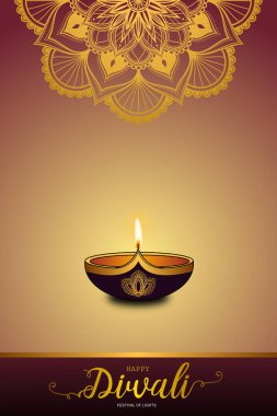 Diwali Lambası illüstrasyon tasarımının lüks tarzı.