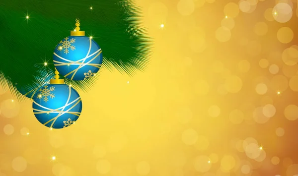 Glossy Ornament Balls Green Pine Branches Blur Bokeh Background — Stock Photo, Image