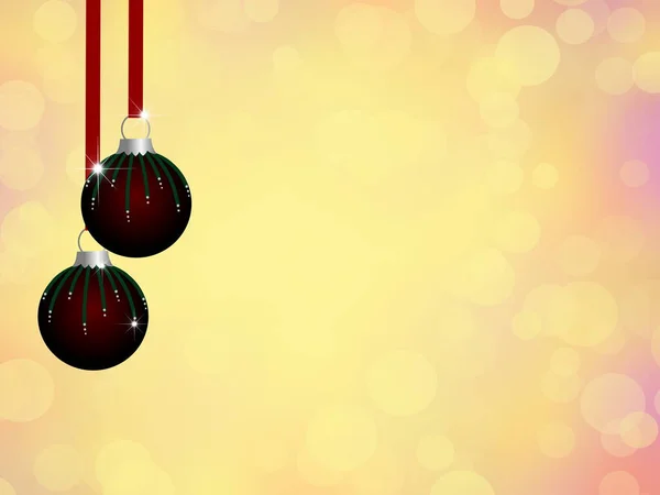 Christmas Theme Two Fancy Ornaments Blur Colors Bokeh Background — Stock Photo, Image