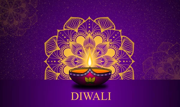 만다라와 무늬가 Diwali Lamp — 스톡 사진