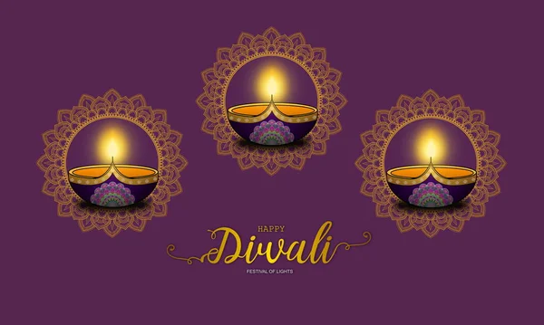 Lyx Diwali Lampor Koncept Illustration Design — Stockfoto