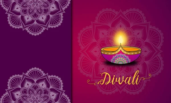 Rosa Diwali Lampe Und Weißes Mandala Design Zum Feiern — Stockfoto