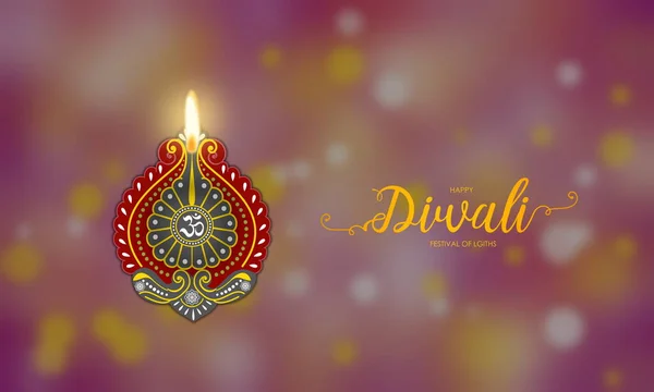 Traditionell Diwali Lampa Design Färgglada Och Blured Bokeh Bakgrund Med — Stockfoto