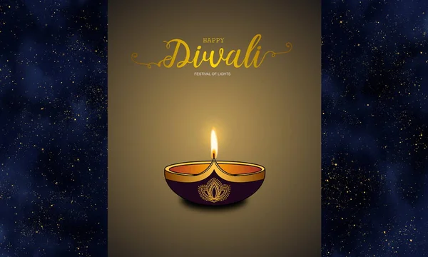 Diwali Ljusfestivalen Konceptdesign Med Bokstäver Guld Ljus Bakgrund — Stockfoto