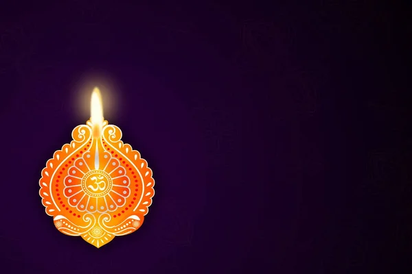 Projeto Lâmpada Diwali Laranja Fundo Roxo Escuro — Fotografia de Stock